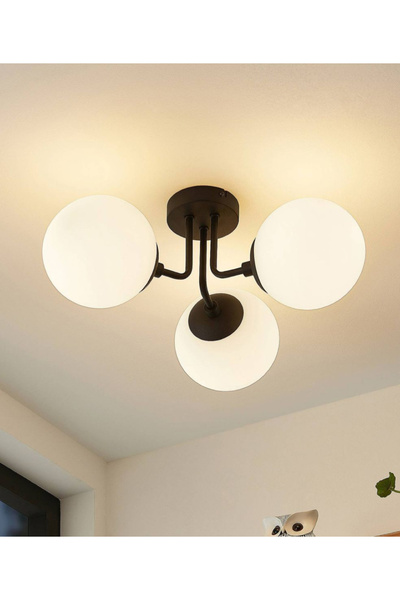 burenze Modern Tasarım Tavana Sıfır Emma Beyaz Glop Camlı Avize Salon Mutfak ...