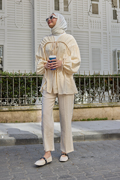 LOCCO Women's Gathered Cupra Tencele Suit Cream