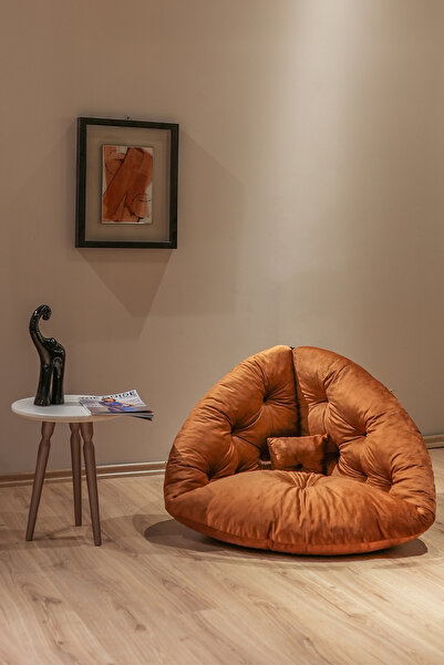 Berta Concept Buck Armut Koltuk Yer Minderi Puf Çok Amaçlı Turuncu