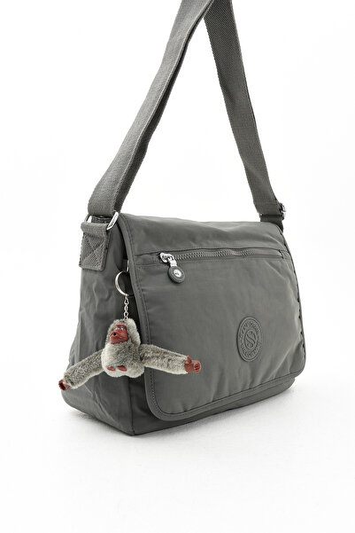 Morpelikan Unisex Water Resistant Dark Gray Crinkle Fabric Adjustable Cross Strap Work School and Shoulder Bag