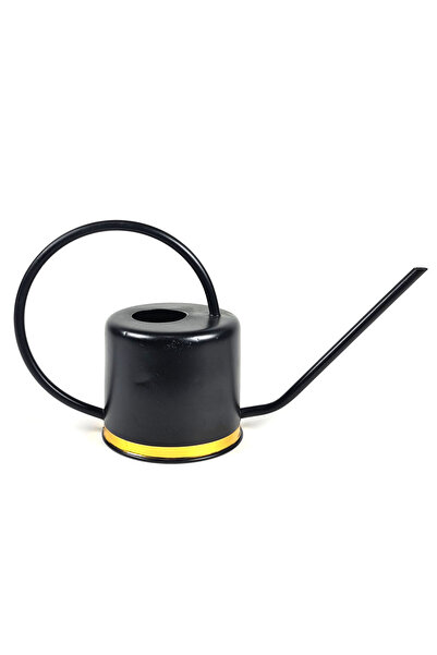 Binbirreyon Black Plant Watering Pot Metal 1,3Lt Wet Flower Watering Jug Black Yellow Me127