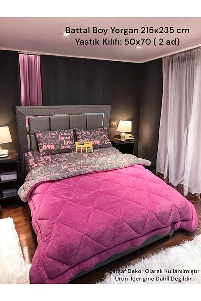 BlueMaison King Size Welsoft Quilt Set (with 2 Pillow Cases) Mürdüm Love