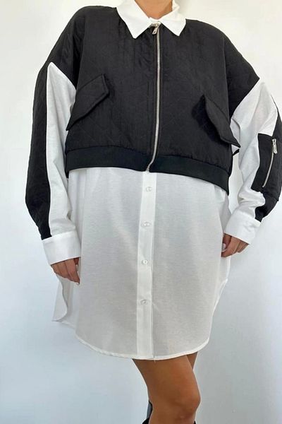 Butik Black Quilted Garnished Shirt