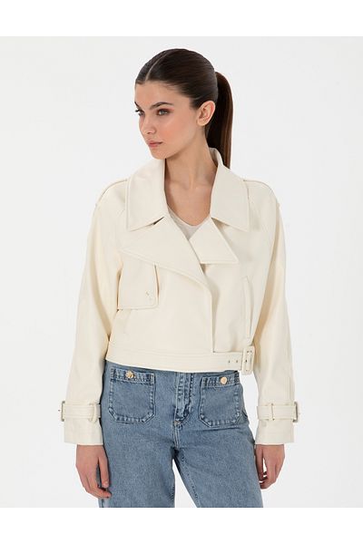 Pierre Cardin Ecru Crop Top Coat 50306840 -Vr019