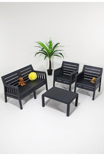 SANDALİE Lara Mindersiz / 2 1 1 S Bahçe Takımı Balkon - Bahçe - Teras Mobilyası / Antrasit