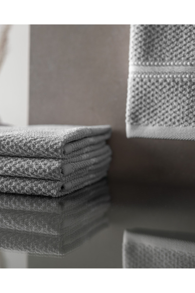 Madame Coco 4-Piece Sidonie Cotton Hand Towels - Gray