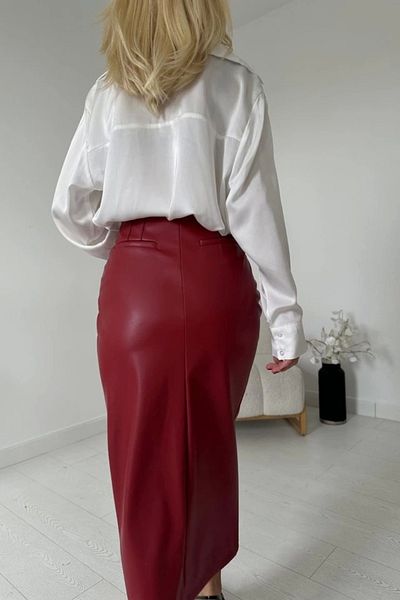 Butik Burgundy Slit Ornamental Patchwork Skirt