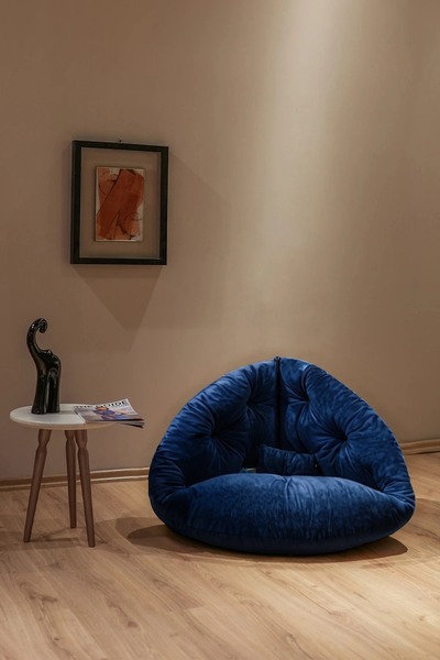 Berta Concept Buck Armut Koltuk Yer Minderi Puf Çok Amaçlı Lacivert