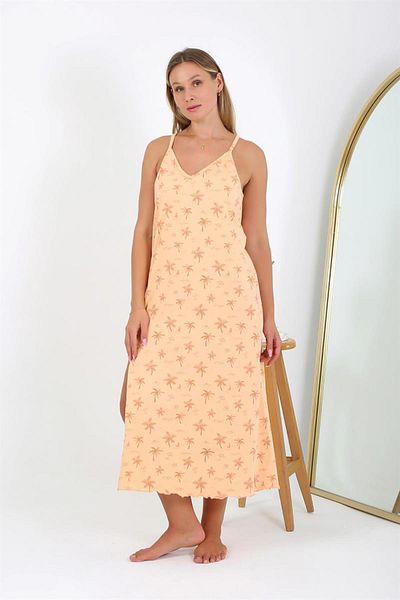 Celira Women's Large Size Rope Strap Long Nightgown 12110