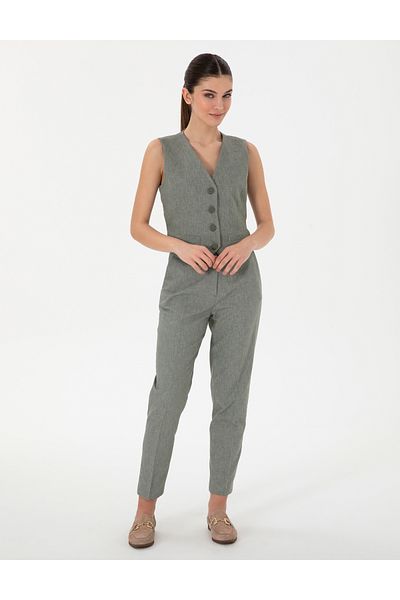 Pierre Cardin Khaki Linen Blended Fabric Trousers 50299967 -Vr027