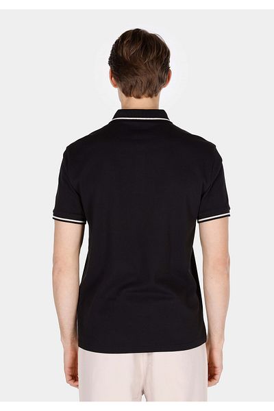 Colin's Regular Fit Polo Neck Jacquard Men's Black Short Sleeve T-Shirt