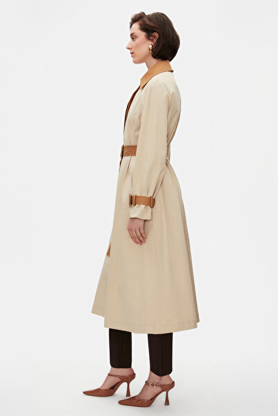 SHNWOMAN ÇİFT RENK KEMERLİ TRENÇKOT