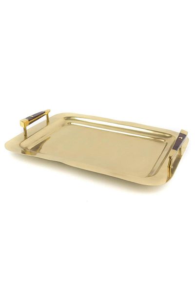 Cozze Mikasa Moor Gold Wooden Handle Tray 44 X 32 X 3 cm