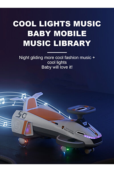 Ma Baby Kids Electric Twist Car, With Light, Music And Flashing Wheels,6V Battery Powered Ride On Car Toy