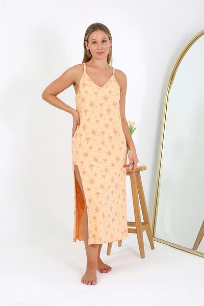 Celira Women's Large Size Rope Strap Long Nightgown 12110
