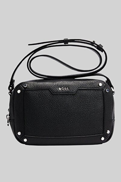 BOSS Kadın Ivy Deri Omuz Çantası Siyah