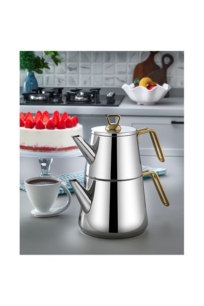 CAN Keops Pyramid Medium Size Gold Teapot Set