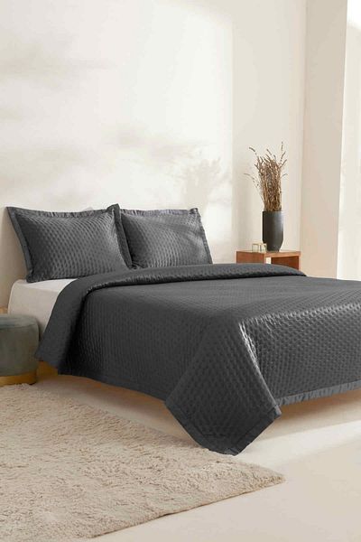 Karaca Home Alice Anthracite Double Bedspread Set