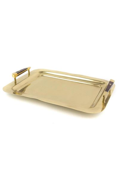 Cozze Mikasa Moor Gold Wooden Handle Tray 44 X 32 X 3 cm