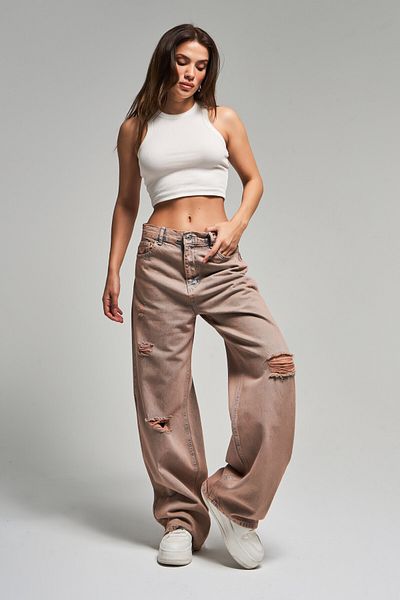 its basic Γυναικείο T. Τζιν Χρώμα 11S5-102 Loose Midrise Skater Fit Ripped Λεπτομέρεια 100% Koton Denim Jean