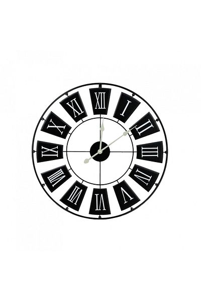BM GİFT DESİGN Black metal wall clock 70 cm