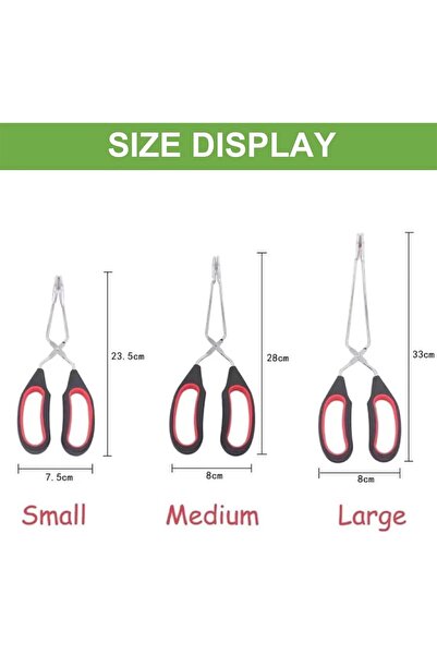 COOYA 3 Pcs Stainless Steel Scissor Tongs,Heat Resistant ,Multi-purpose,for Kitchen Picnic Barbecue