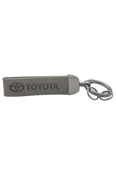 Toyota Car Keychain - PU Leather, Gray, Universal Fit