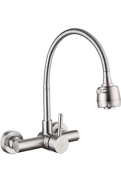 COOYA Water Tap for Kitchen, Stainless Steel, Wall Mounted, Kitchen Sink Tap 360 Degree Swivel