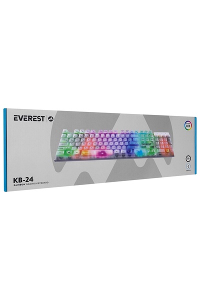 Everest Klavye Oyuncu Gaming Rgb Rainbow Membrane Everest KB-24 Beyaz