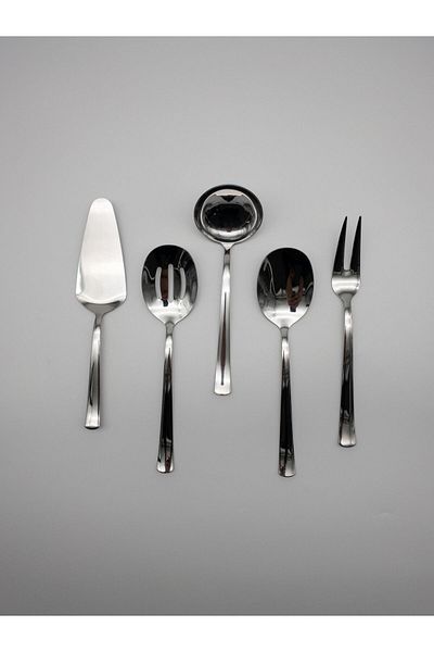 Fiyakalı Ürünler Atölyesi 5 Piece Stainless Steel Silver Serving Set - Colander, Ladle, Shovel, Fork, Spoon - Dowry Holder