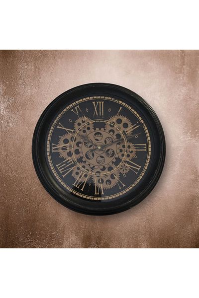 BM GİFT DESİGN Black gold wall clock 34cm