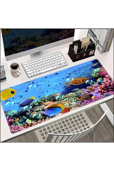 sgeteknoloji 70X30 cm Aquarium Themed Non-Slip Base Speed Surface Gamer Mouse Pad Gaming