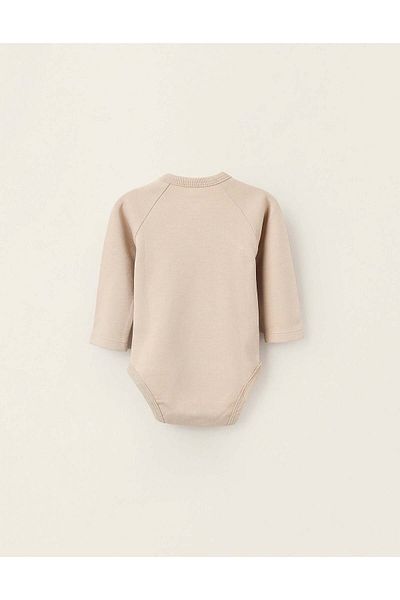 Ziddy Pack of 4 Cotton Wrapover Bodysuits for Newborns and Babies 'Pastel', White/Beige