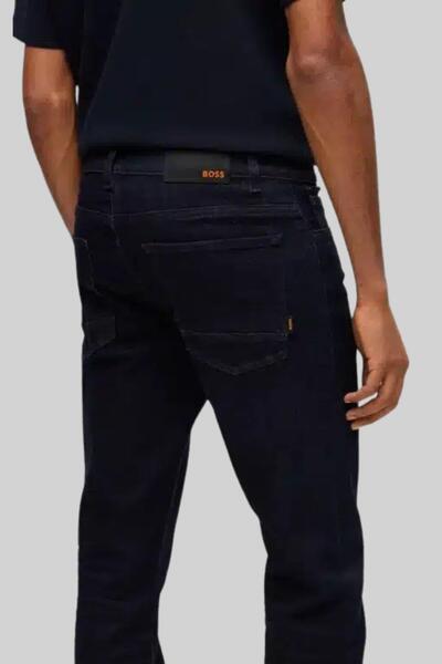 BOSS Mavi Suprem Dokulu Dar Kesim Denim Pantolon