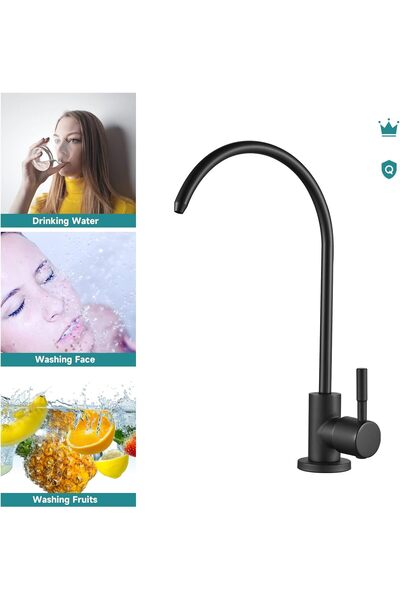Generic Made in Germany Drinking Water Faucet, Matte Black, 304 Stainless Steel, Reverse Osmosis Sink Filter