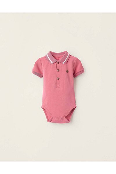 Ziddy Polo-Bodysuit for Newborn Boys, Pink