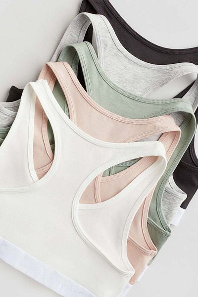 H&M 5-pack cotton crop tops