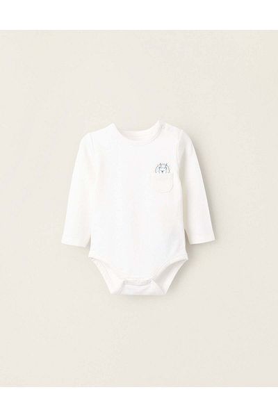 Ziddy Bodysuit-T-Shirt top for Newborns 'Lion', White