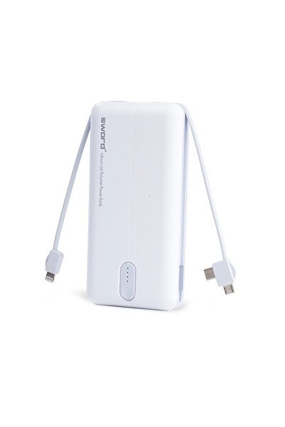 SWORD 20.000mAh Kendinden Kablolu Hızlı Güvenli Şarj Taşınabilir Powerbank iPhone,Android Uyumlu SW-20PO3