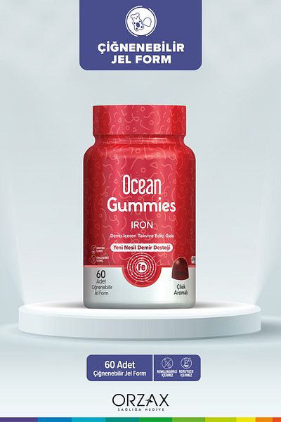 Ocean OrzaxOceanGummies - 60 Pieces of Removable Gel Form with Iron, Food Supplement - Mfreyon01082