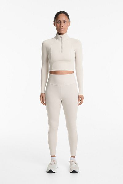 Oysho Comfortlux rib long-sleeved crop T-shirt with zip