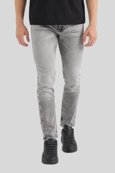 BOSS Slim Fit Normal Bel Erkek Jean Pantolon Gri