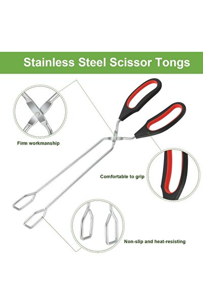 COOYA 3 Pcs Stainless Steel Scissor Tongs,Heat Resistant ,Multi-purpose,for Kitchen Picnic Barbecue