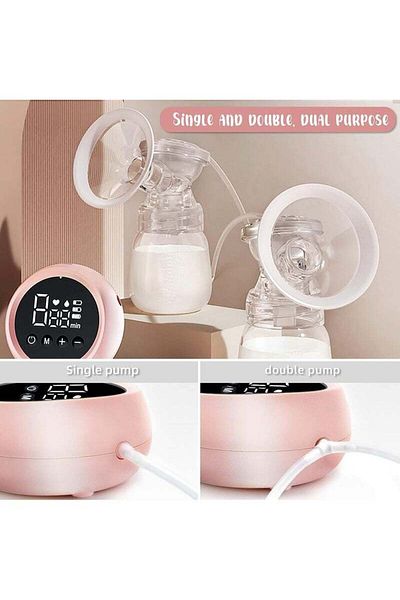 Yelajoy Double Wearable Electric Breast Pump, With LCD Screen, 1200mAh,  2 modes, for Newborn, Pink