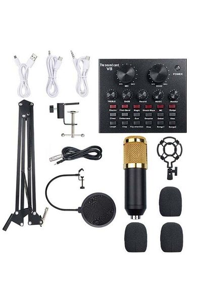 COOYA 13-Piece Multi-Functional Live Sound Card Set, Gold/Black
