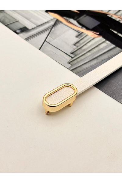 MODAM HİFA Imported Oval Gold Buckle Thin Women Belt Trouser Belt Dress Belt Shirt Belt Coat Belt