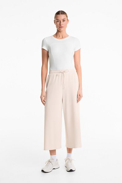 Oysho Soft Textured Modal Wide Leg Cropped Pants