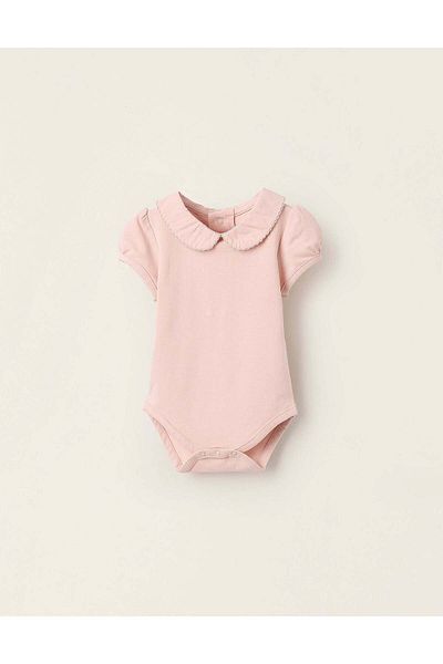 Ziddy Bodysuit with Peter Pan Collar for Newborn Girls, Pink
