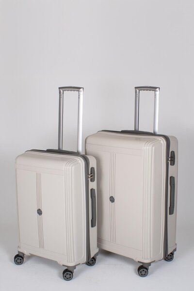 Travel POLO 2'li Valiz Seti (Orta Büyük) Kırılmaz Krem Gri 1018