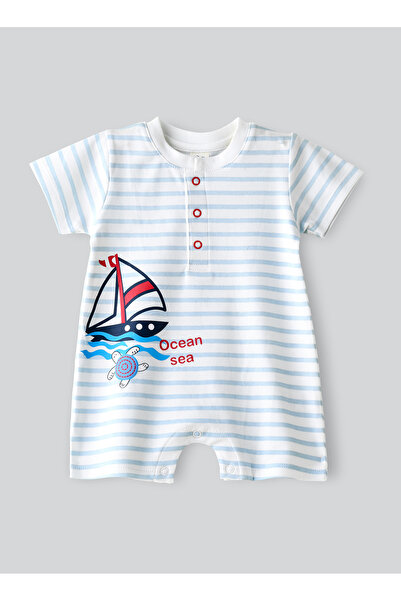 Basicxx Baby Boy Blue Striped Sailboat Onesie